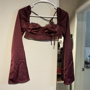 Princess Polly Deep Red Lace-Up Crop Top